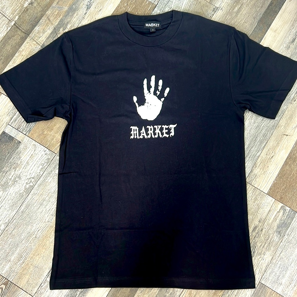 Market Graphic T Shirt Men’s Collab shirt unisex MKT black sz. M hand print